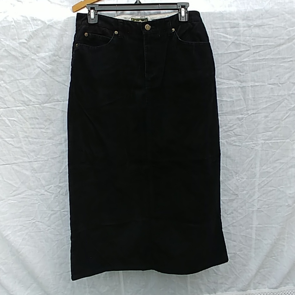 Eddie Bauer Black Corduroy Stretch Modesty Skirt 6